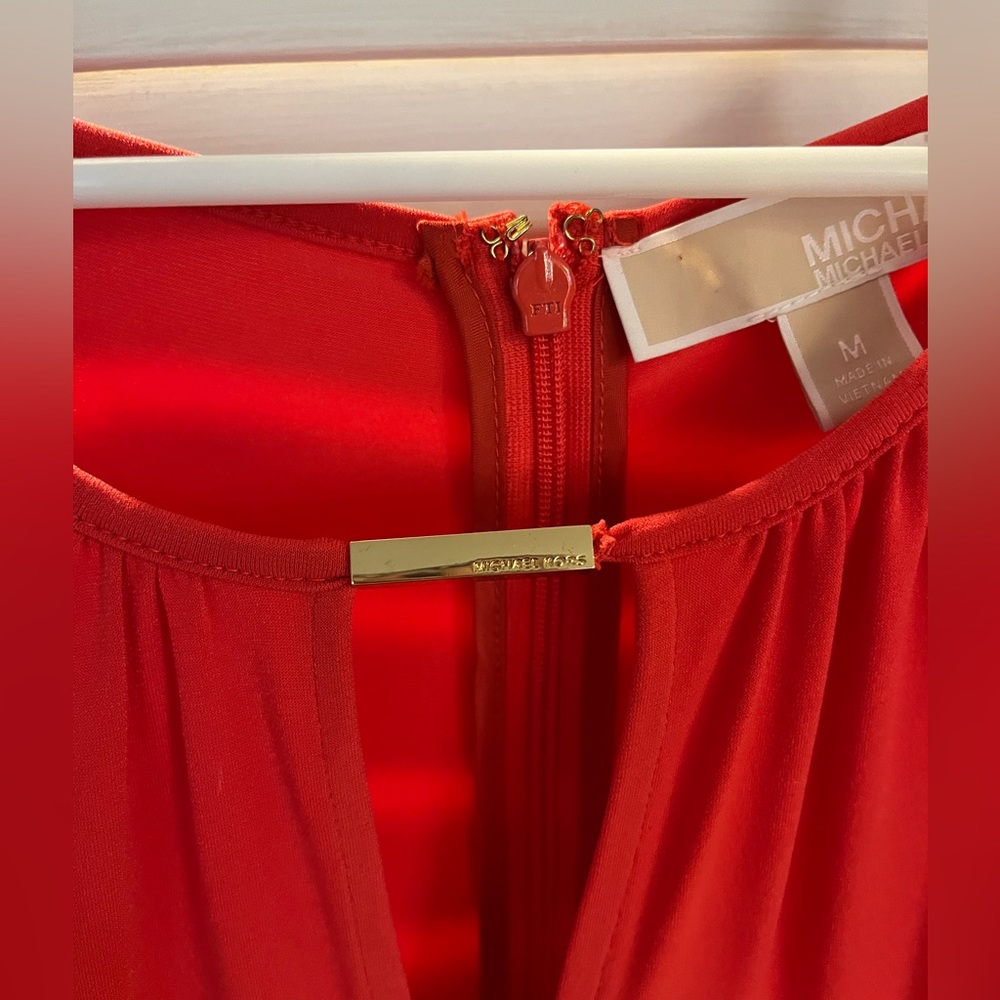 Michael Kors Melon Colored Slip Dress With Gold Detail Gem